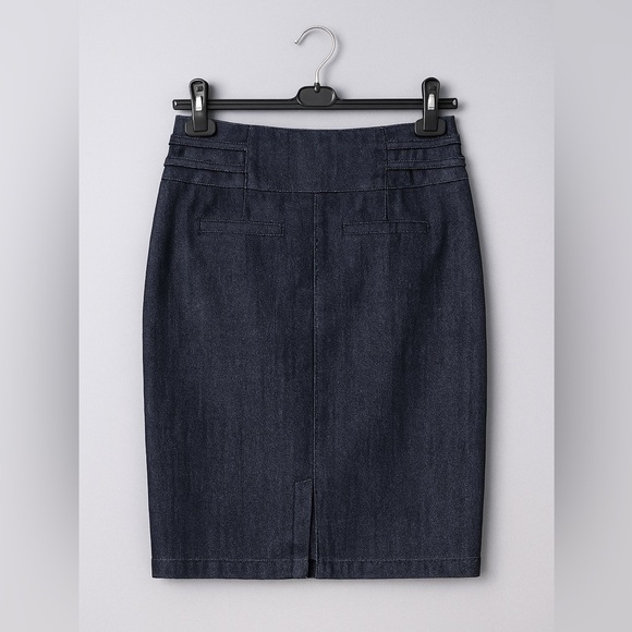 One Seam Denim Pencil Skirt Size Large | 34” Waist | Lightweight Cotton Blend - Picture 1 of 4